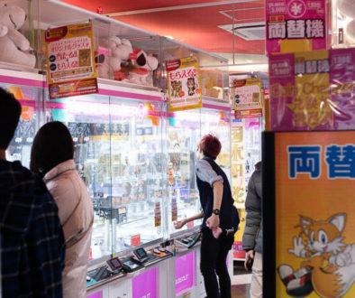 Playing arcade games in Akihabara